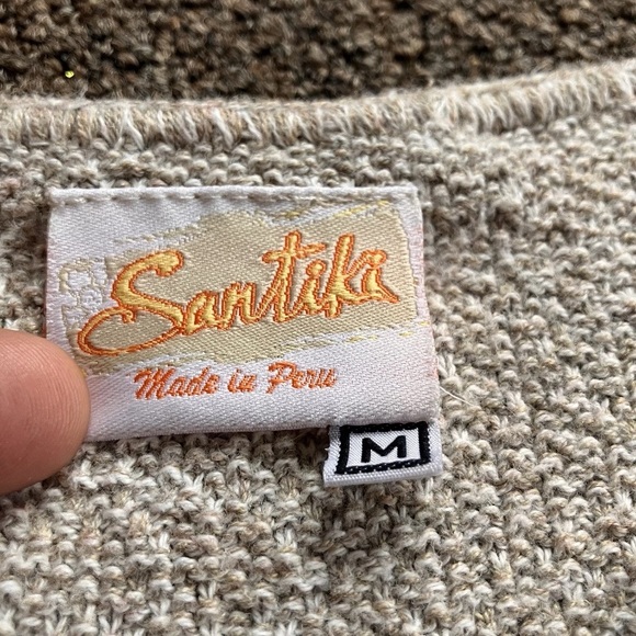 Vintage 90s Santika Peru Boho Crochet Knit Top Cotton V Neck Empire Waist M - Picture 4 of 12